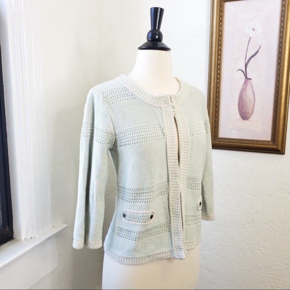 CAbi ~ Mint Green Hook Closure Cardigan ~ M